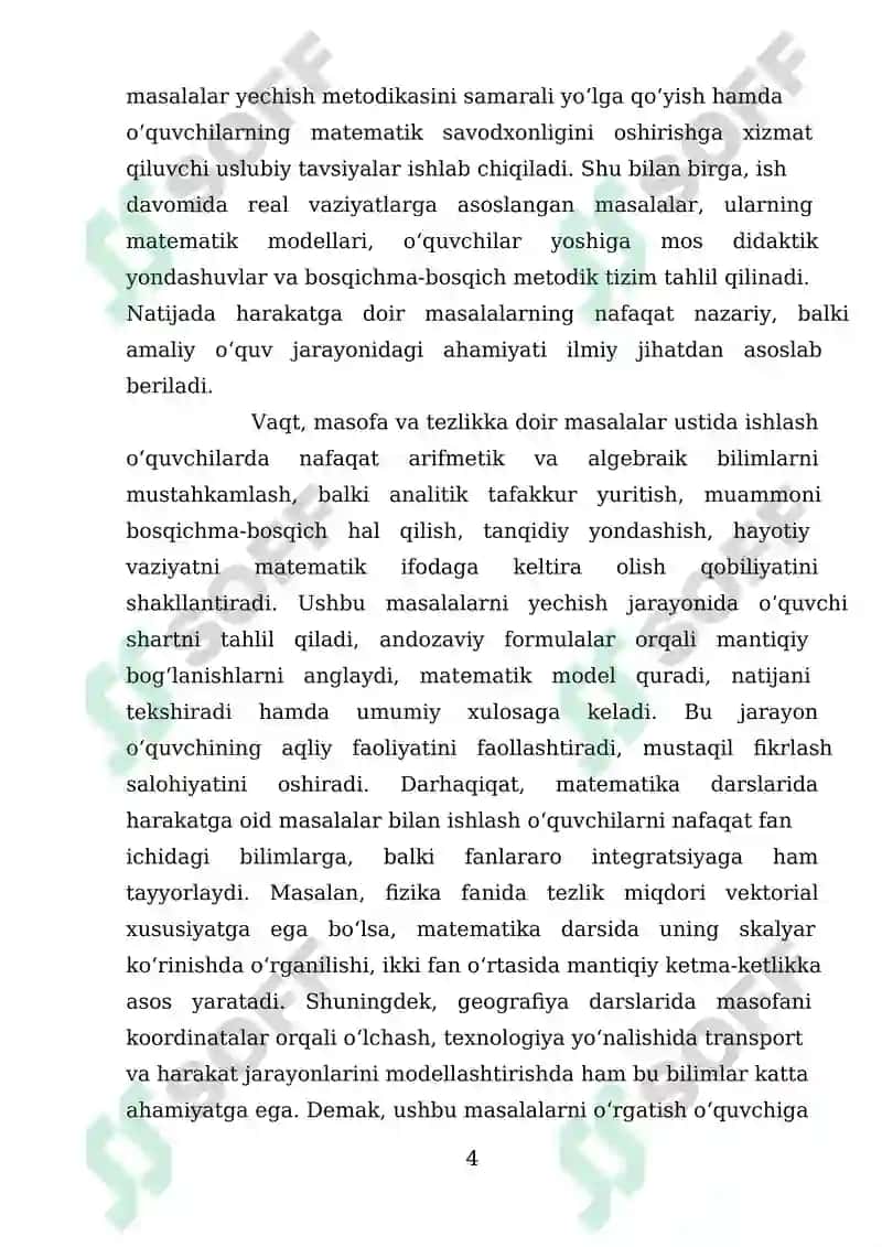 Matematika darslarida vaqt, masofa, tezlikka doir masalalar yechish 4