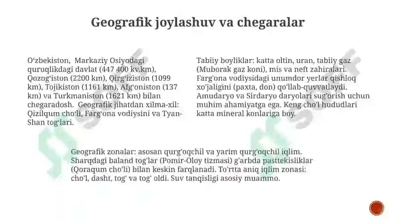 Oʻzbekistonda geografik zonalar va tabiat boyliklari 4