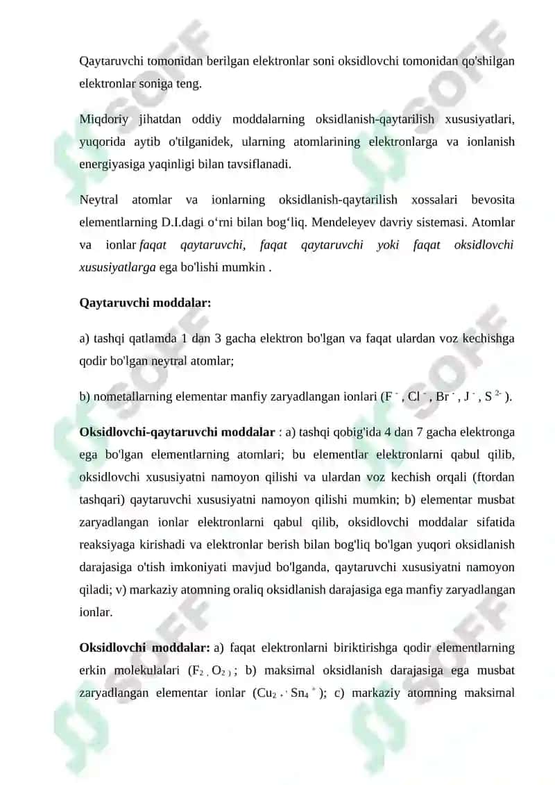 Oksidlanish–qaytarilish reaksiyalarining ahamiyati 4
