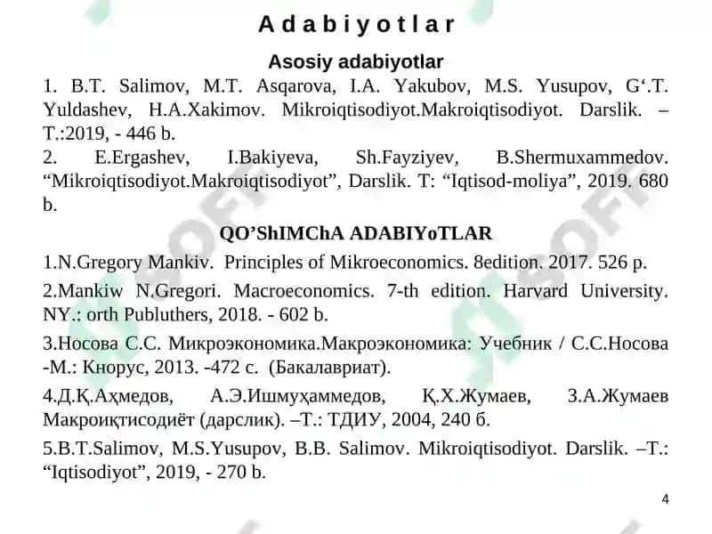 Mikroiqtisodiyot va Makroiqtisodiyot 4