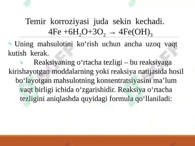 Reaksiya tezligi va unga ta’sir etuvchi omillar 4
