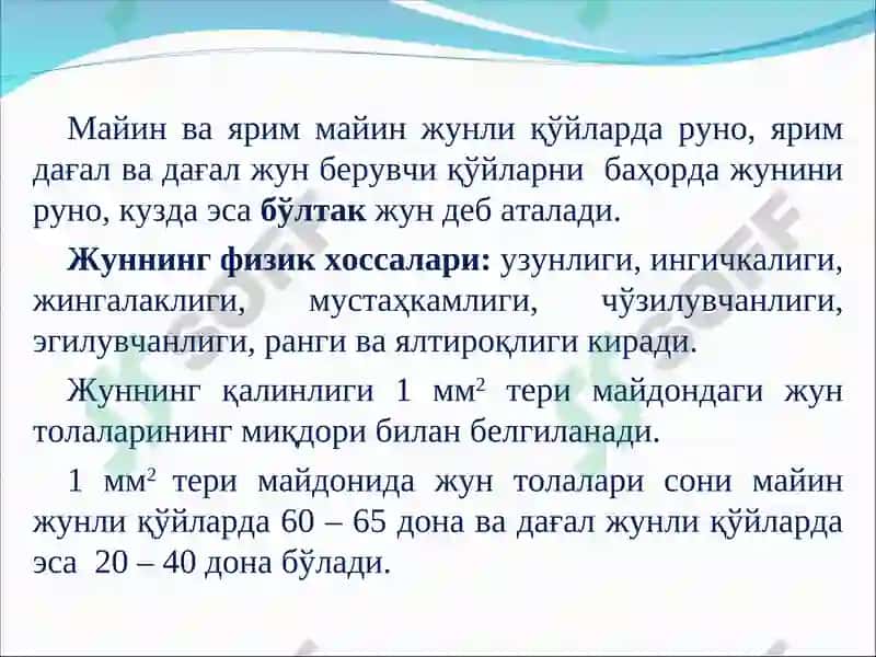 Қўйлар маҳсулдолиги ва қўйчилик маҳсулотларини ишлаб чиқариш технологияси 4