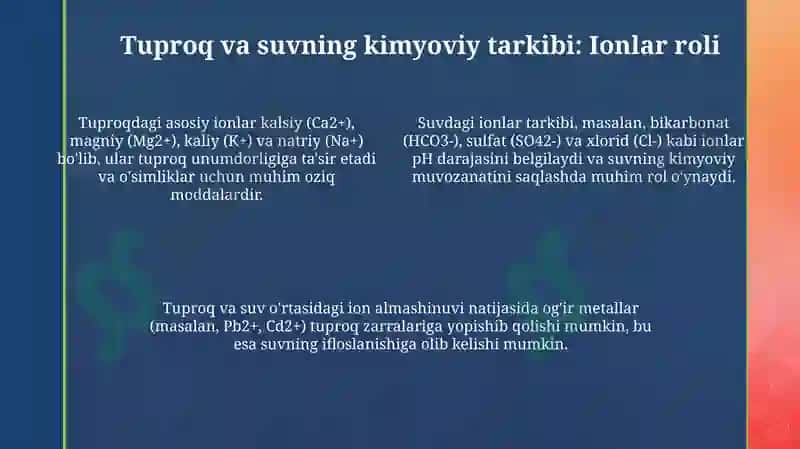 Tuproq vasuvning ifodalanishi da ion bogʻlanishli belgilari 4