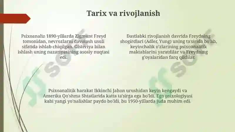 Psixologik maslahatga psixoanalitik yondashuvlarning xususiyatlari. 4