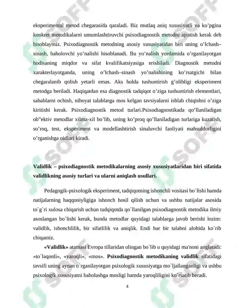 Psixodiagnostik metodikalar xarakteriga ko'ra kurs ishi 4