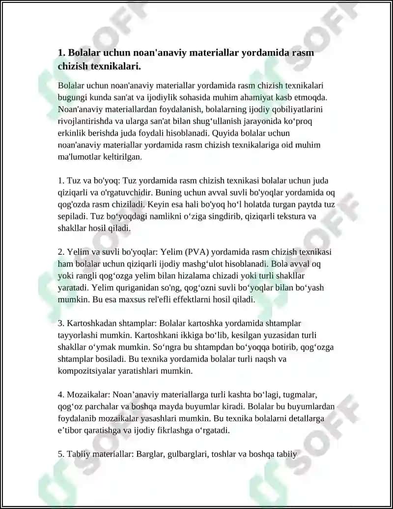 Bolalar uchun noan'anaviy materiallar yordamida rasm chizish texnikalari 4