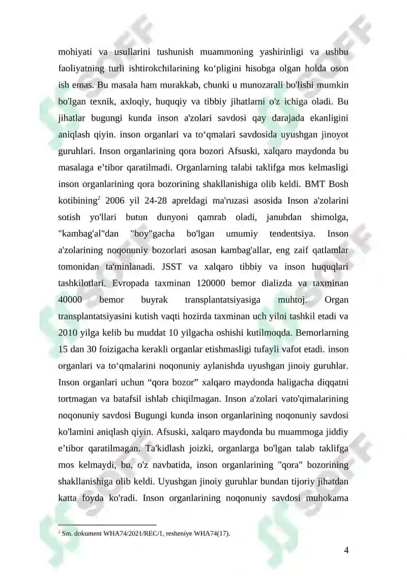 Inson ta’na a’zolarining va (yoki) to’qimalarining oldi-sotdisi 4