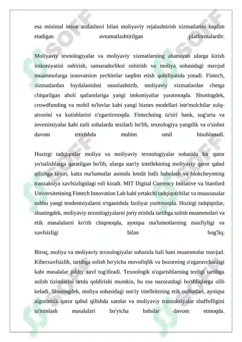 Moliya va Moliyaviy Texnologiyalar (Fintech) 4