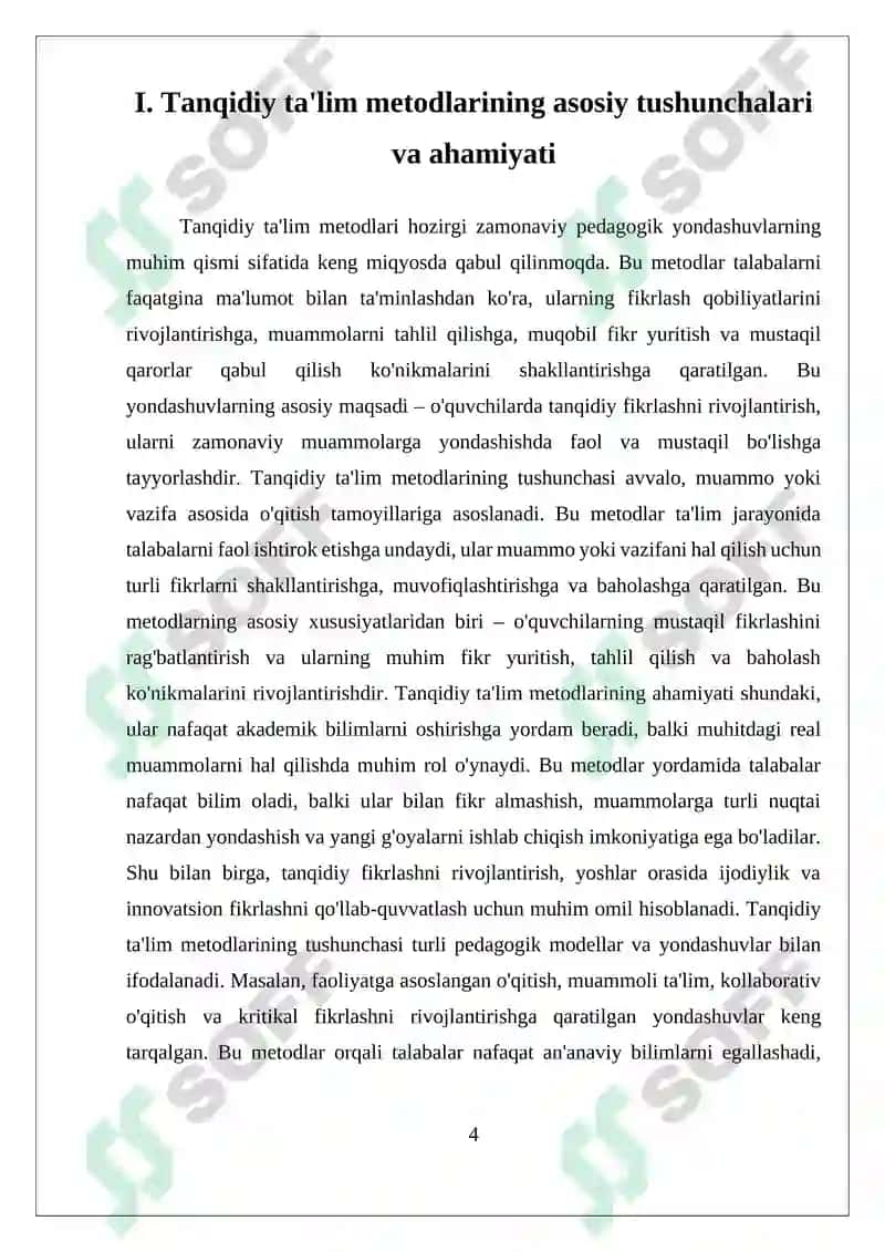 PEDAGOGLARNING TANQIDIY TALIM METODLARINI QABUL QILISH DARAJASI VA ULARGA BOʻLGAN TOʻSIQLAR 4