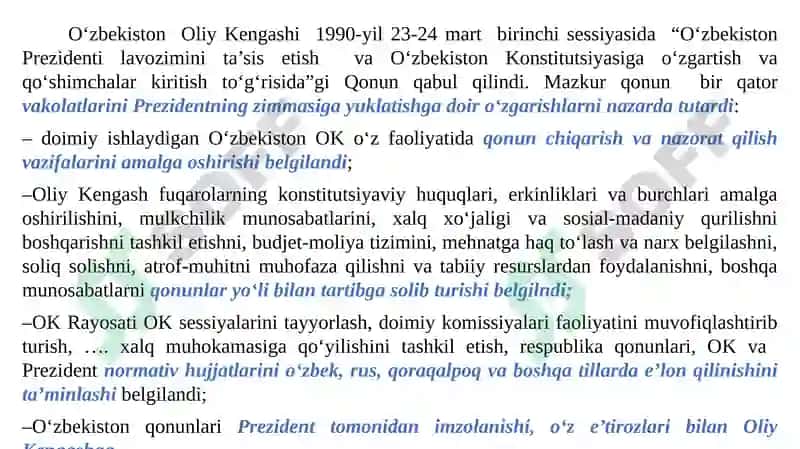 O‘zbekiston Respublikasi Oliy Majlisi Konstitutsiyaviy Maqomi 4