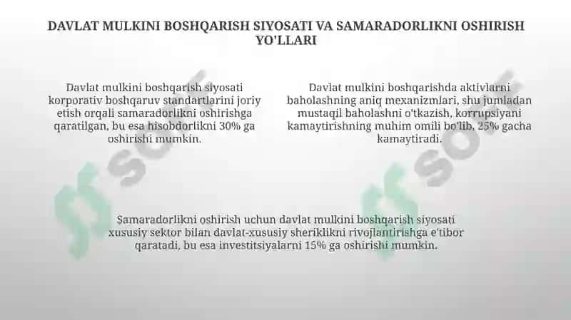 Davlat mulkini xususiylashtirish va boshqarish siyosati 4