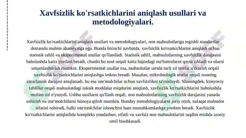 Non mahsulotlarining xavfsizlik standartlari va talablari 4