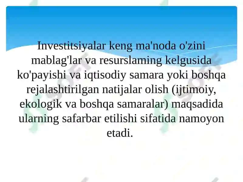 Investitsiyalar: iqtisodiy mazmuai, mohiyati va turlari 4