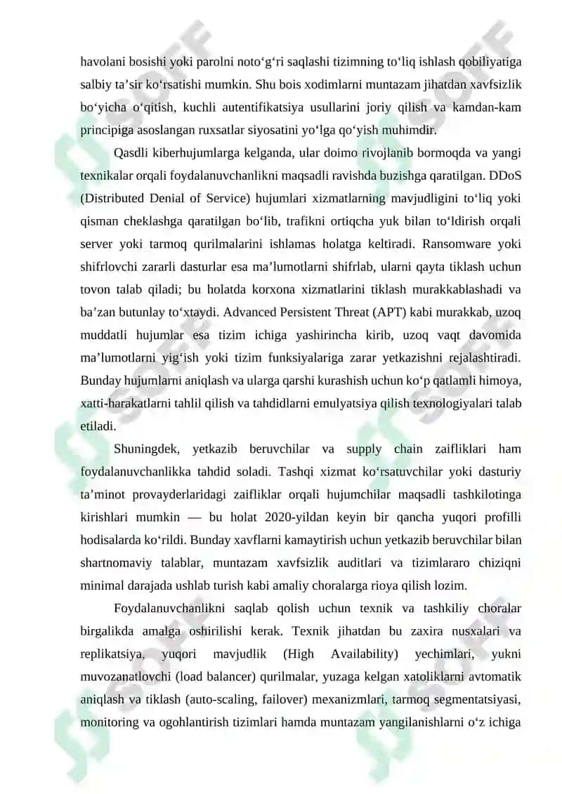 Axborotni foydalanuvchanligini ta'minlashda antivirus, IDS, IPS, TE vositalarining oʻrni 4
