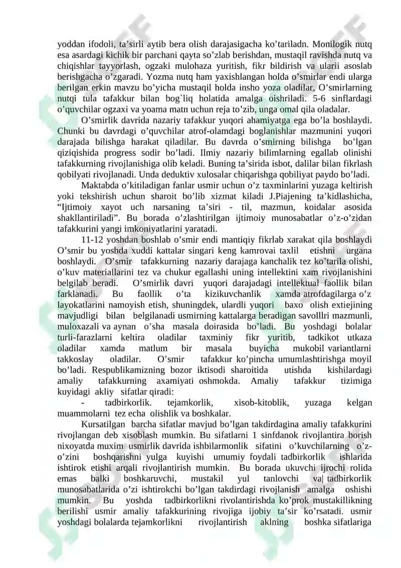 O’smirlik davrida psixik rivojlanish xususiyatlari 4
