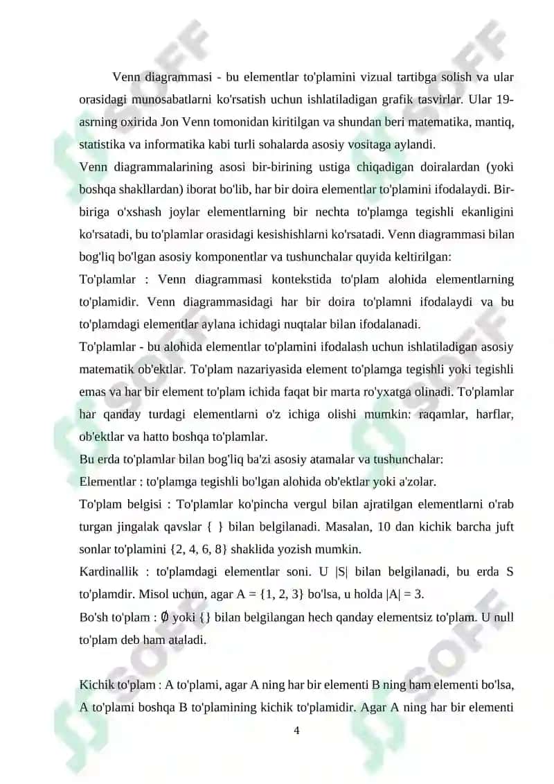 "VENN" diogrammasining vazifalari 4