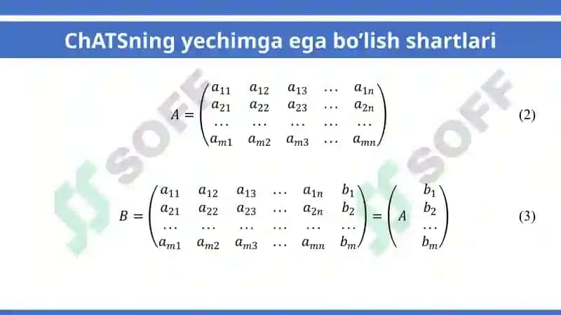 ChATSning yechimga ega bo’lish shartlari (Kroneker-Kapelli teoremasi) 4