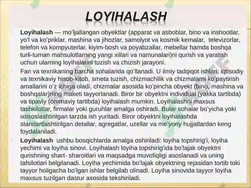 Loyihalashtirish turlari 4