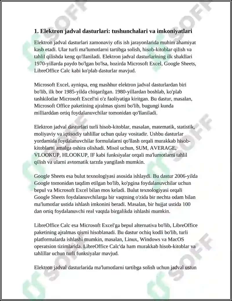 EXSEL ELEKTRON JADVALLAR BILAN ISHLASH 4