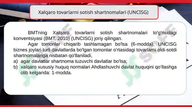 Xalqarotovarlarni sotish shartnomalari va Incoterm Shartnomalari 4
