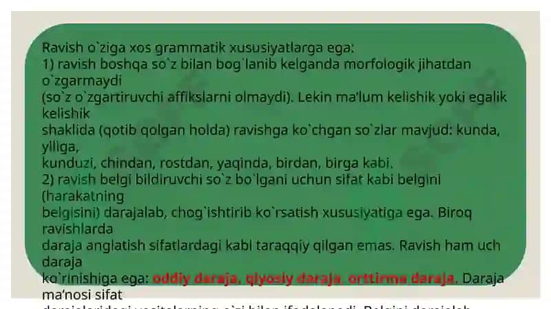 Ravish So’z turkumining o’ziga xos xususiyatlari 4