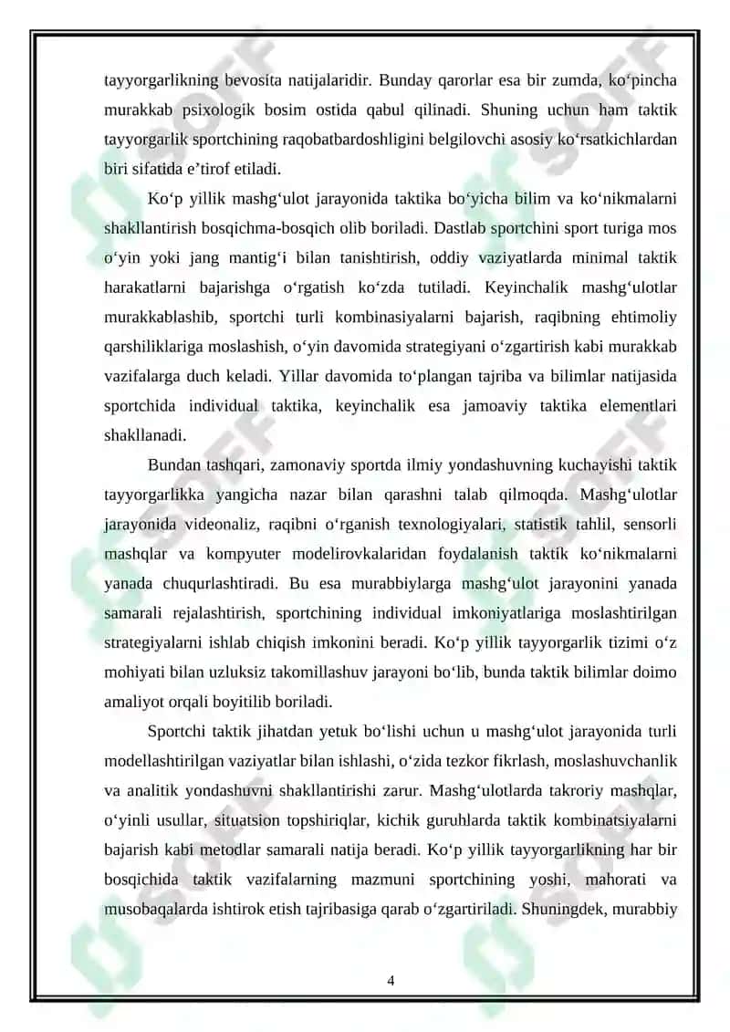 Ko'p yillik mashg'ulot jarayonda taktik tayyorgarlik 4