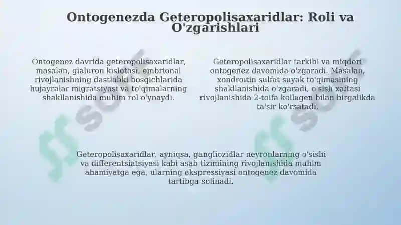 Geteropolisaxaridlaring ontogenez va kasalliklardagi oʻzgarishlari 4