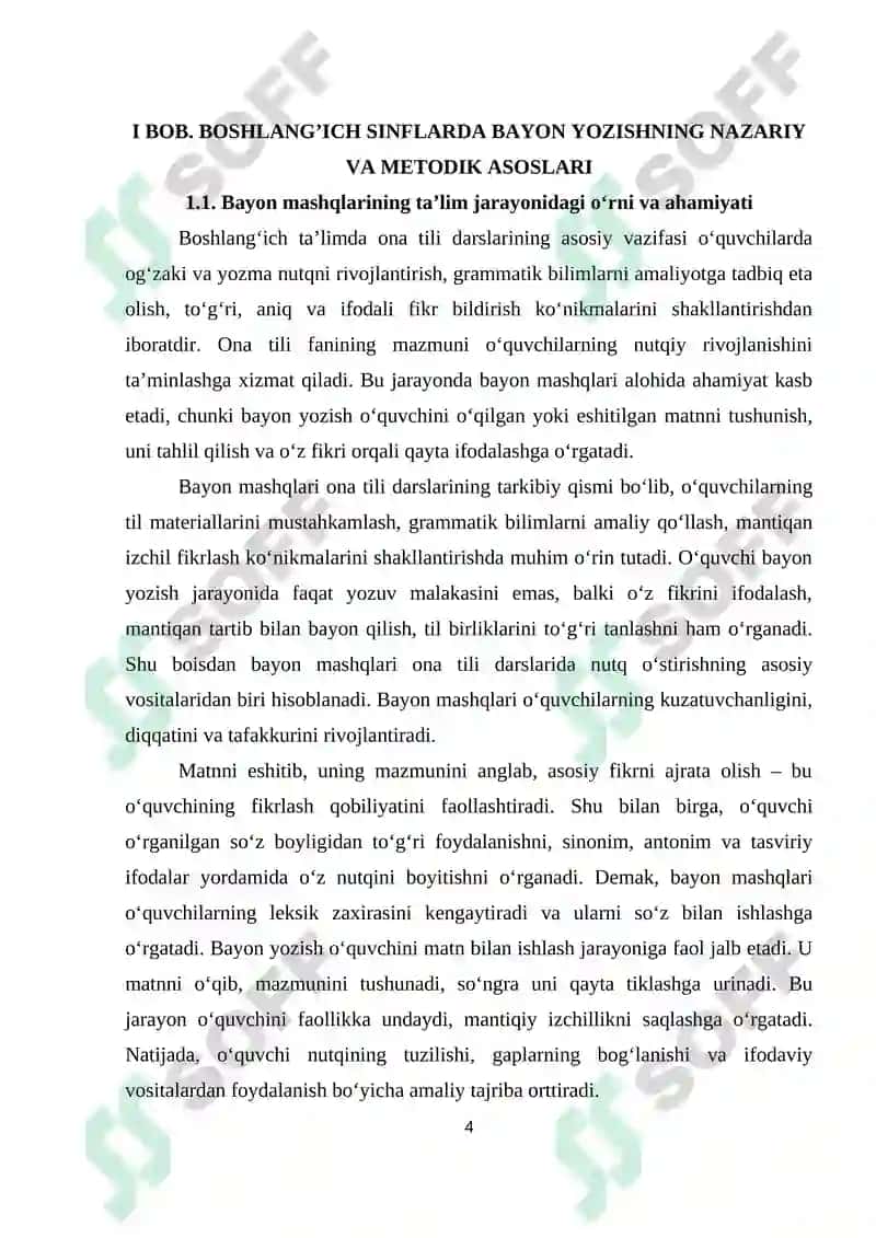 Boshlang‘ich sinflarda bayon yozish 4
