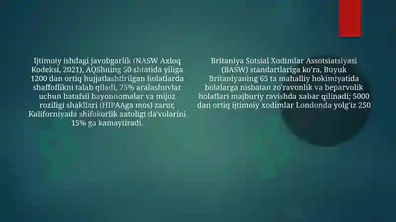 Ijtimoiy ish samadorligi mezonlari 4