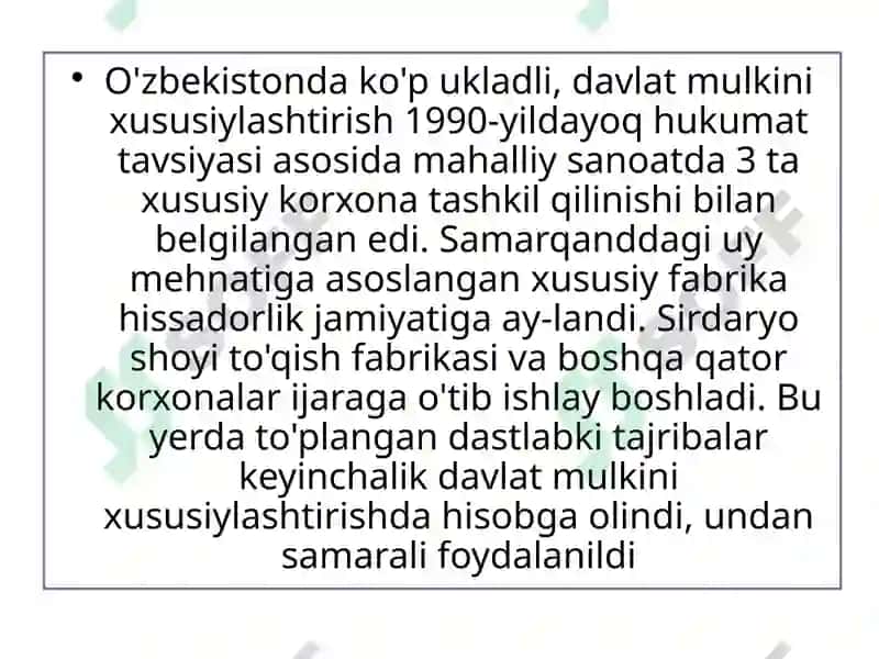O‘zbekistonda Bozor Munosabatlarining Rivojlanishi 4