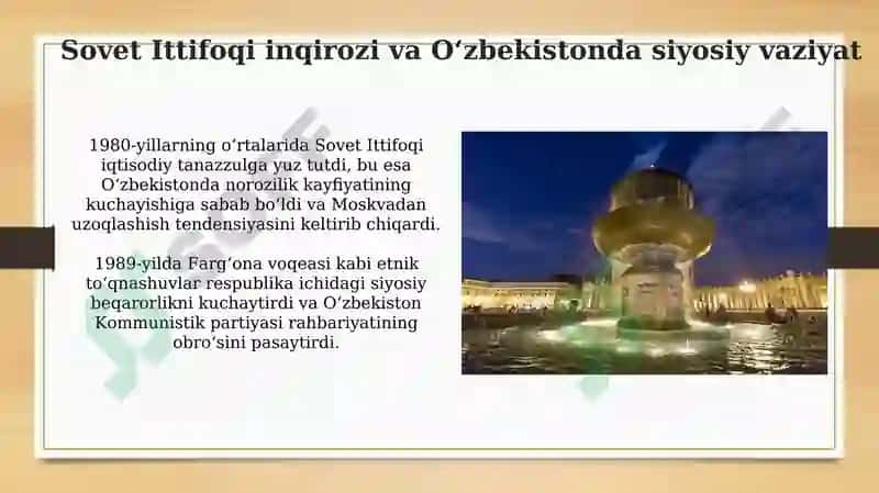Mustaqil Oʻzbekiston Respublikasining tashkil topishi va uning tarixiy ahamiyati 4