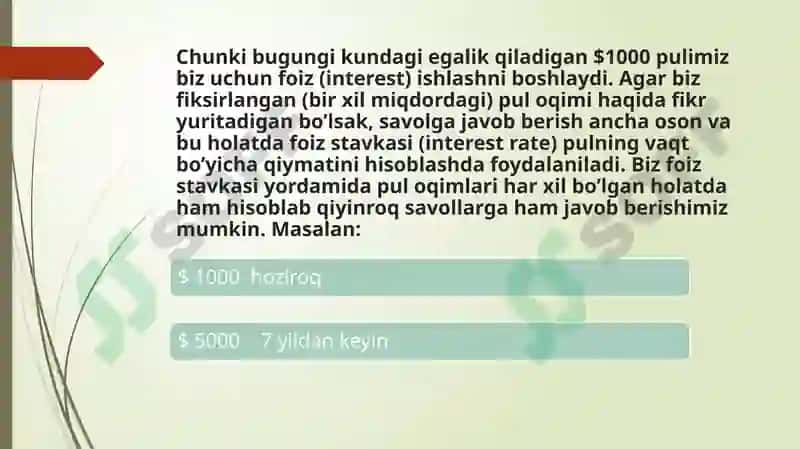 Pulning vaqt bo’yicha qiymati 4