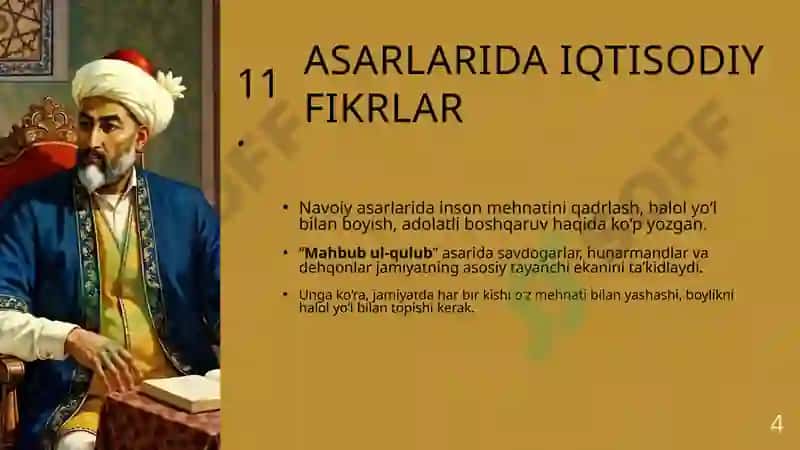 Alisher Navoiy iqtisodiyotga qo'shgan hissasi 4