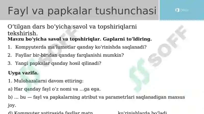 Ochiq dars ishlanmasi: Informatika va AT fanidan 4