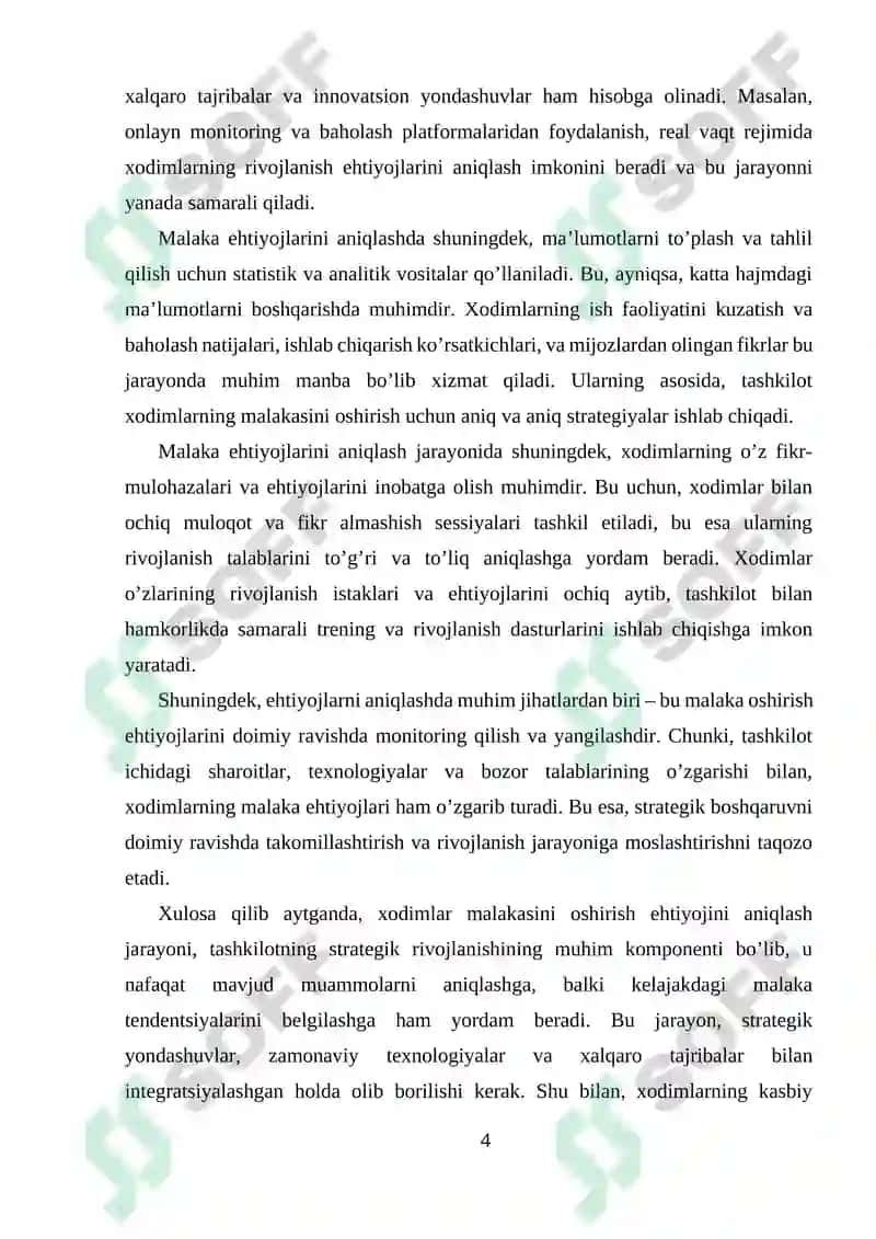 Xodimlar malakasini oshirish boʻyicha trening dasturi ishlab chiqish, muammoni aniqlash yechimlarini loyiha shaklida tayyorlash 4