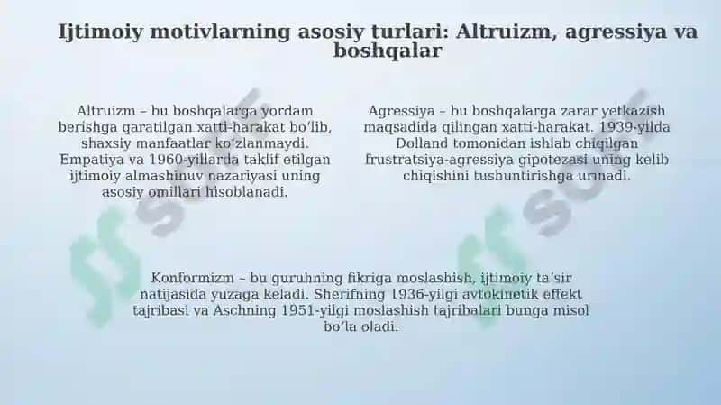 Ijtimoiy xulq-atvor: Asosiy motivlar va motivatsiya 4