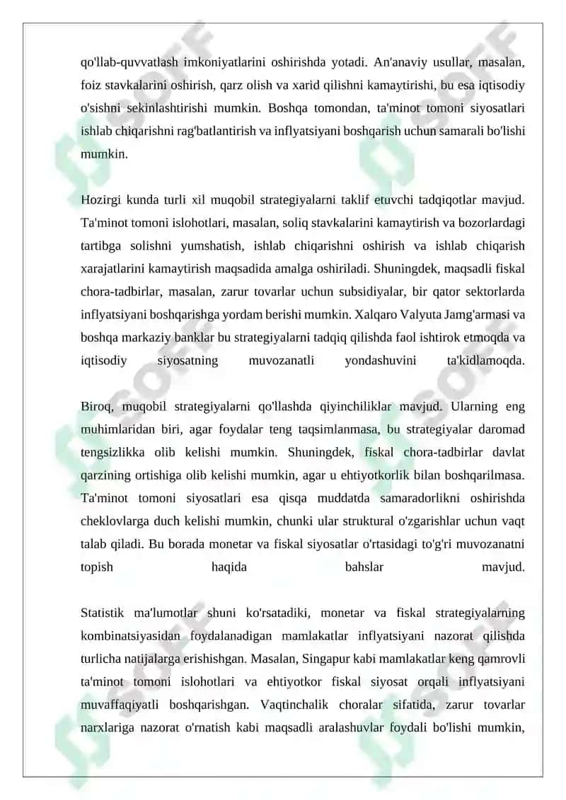 Inflyatsiyani Pasaytirishning Muqobil Strategiyalari 4