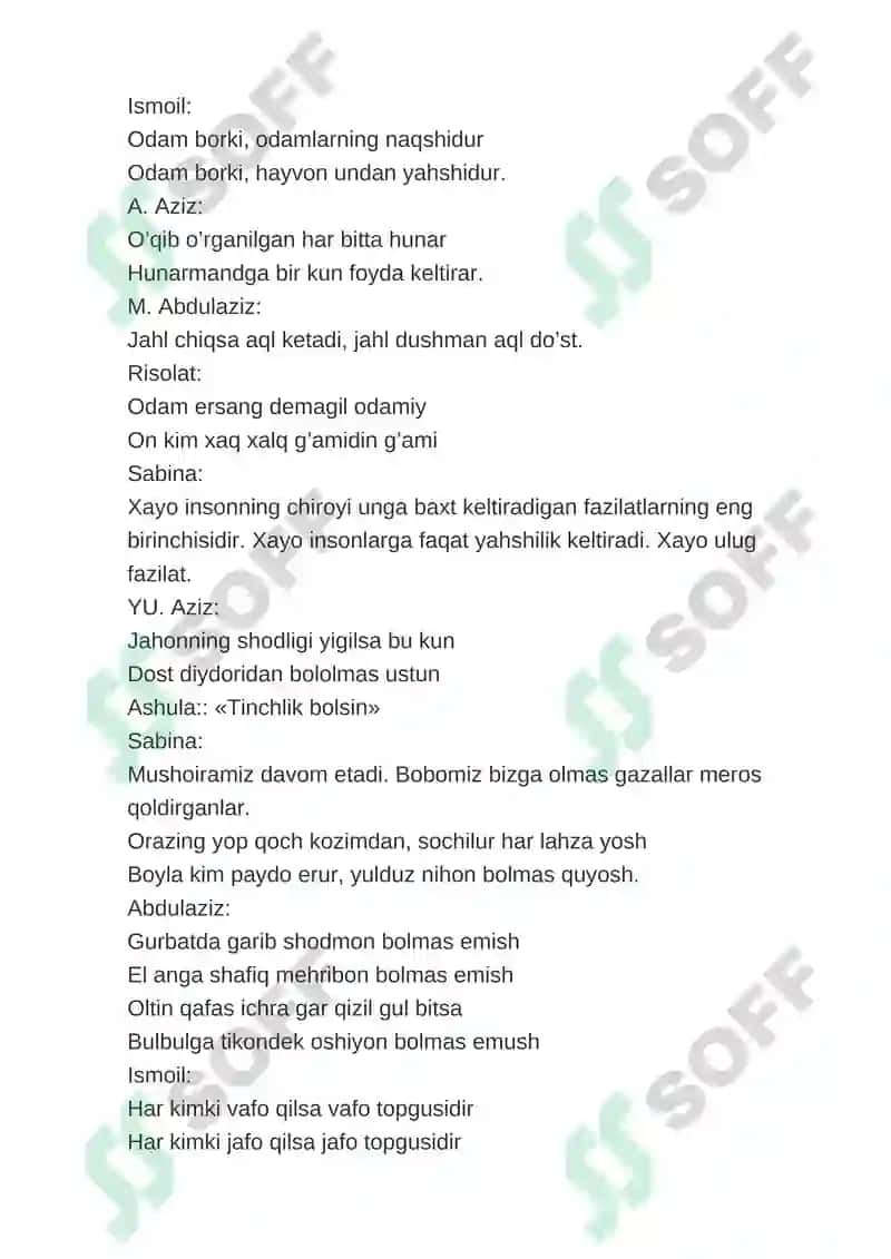 G'azal mulki sultoni Mir Alisher Navoiyga senariy 4