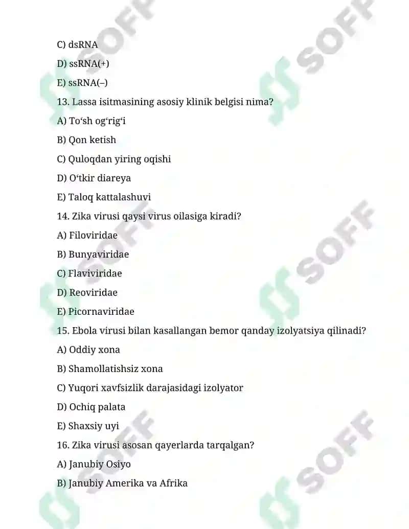 Ebola, Lassa, Zika viruslari, kasallik patogenezi, laborator tashxisi. 4