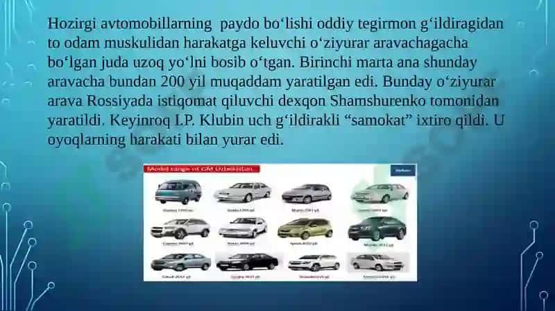 Avtomobillarning umumiy tuzilishi 4