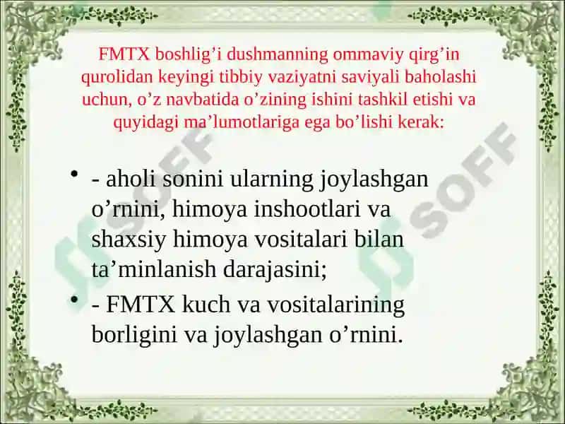 SHIKASTLANISH O’CHOG’IDA DASTLABKI UMUMIY, DASTLABKI TIBBIY YORDAMNI TASHKIL ETISH 4