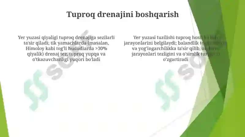 Tuproq hosil bolishida relefning ahamiyati 4