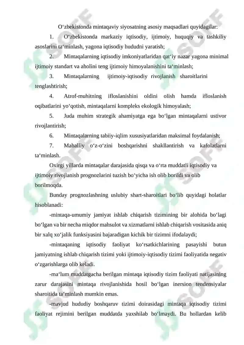 O‘zbekiston mintaqalari ijtimoiy-iqtisodiy rivojlanishining asosiy muammolari va yo‘nalishlarini aniqlash 4