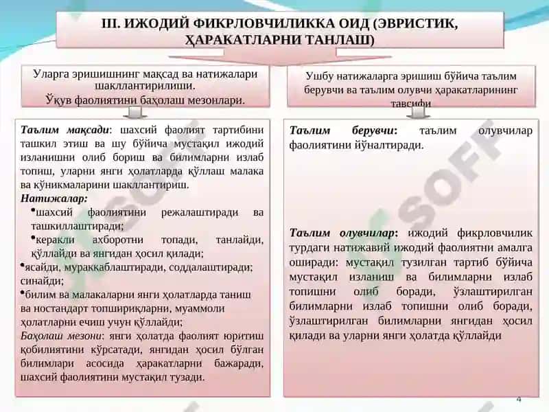 Физикада ўқувчиларнинг билим, кўникма ва малакаларни муваффақиятли ўзлаштириш бўйича уч даражали тест топшириқларини ишлаб чиқиш усуллари 4