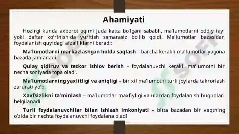 Ma'lumotlar bazasining ahamiyati 4