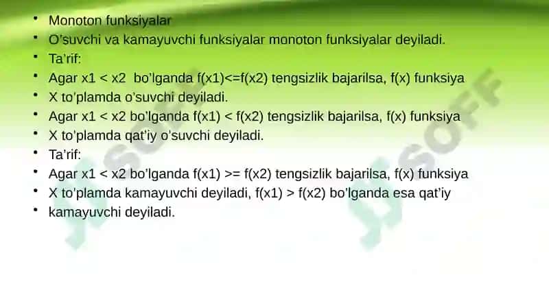 Funksiyalarni taqqoslash Funksiyani uzluksizligi ta’riflari 4