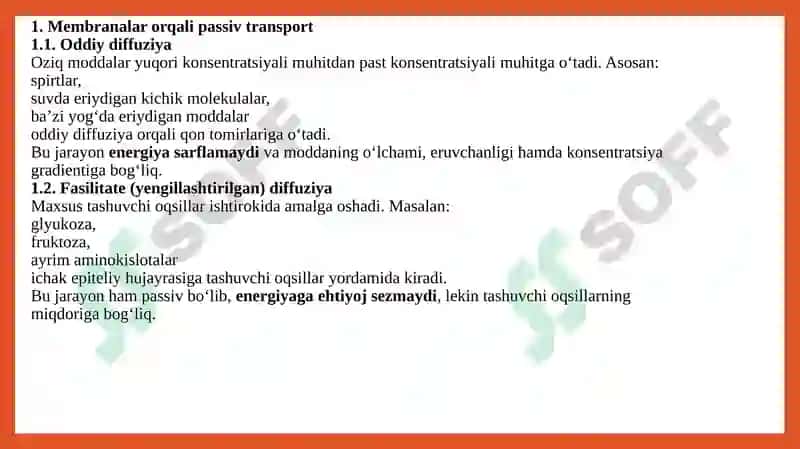 Oshqozon-ichak traktida sorilishning biofizikaviy mexanizmlari. 4