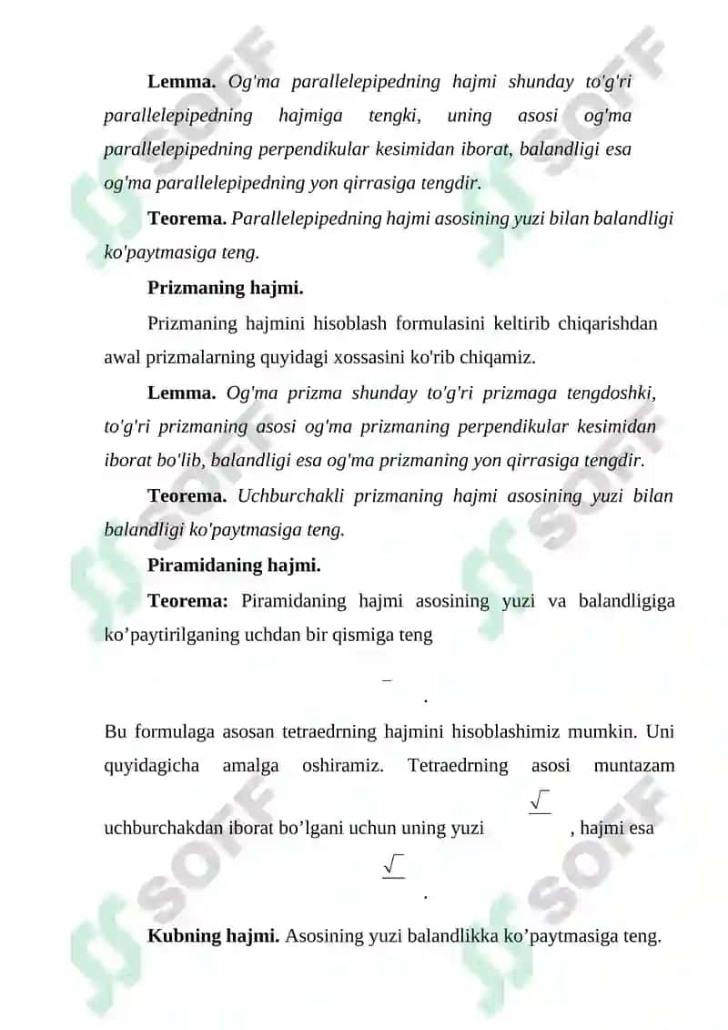 Muntazam ko'pyoqlarning hajmlari 4