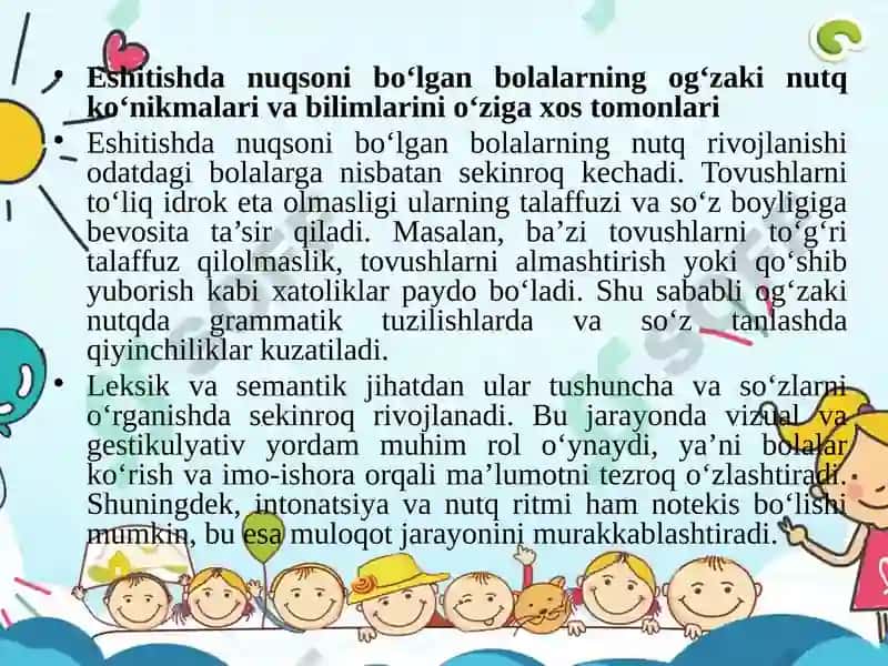 Eshitishda Nuqsoni Bulgan Bolalarning Ogzaki Nutqning Idrok Etishi 4