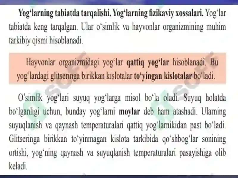 Yog’lar va monosaxaridlar mavzisini o’qitishga oid tajribalarni o’rganish 4